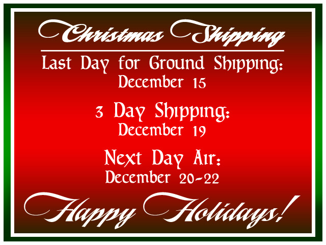 HOLIDAY SHIPPING INFO