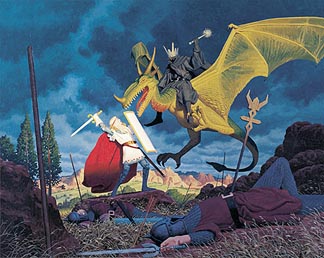 Tolkien Calendar Nov 1976 Eowyn and the Nazgul, Brothers Hildebrandt