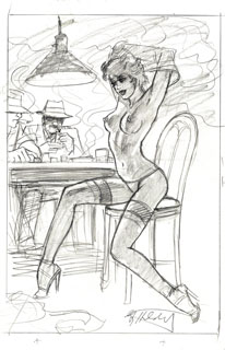 Strip Poker - sketch #1, Greg Hildebrandt