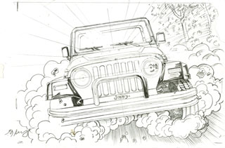 Jeep Ad pencils, Greg Hildebrandt