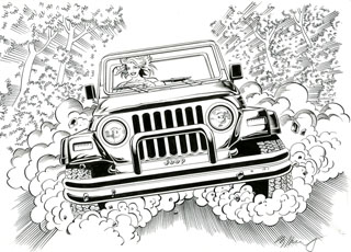 Jeep Ad inks, Greg Hildebrandt