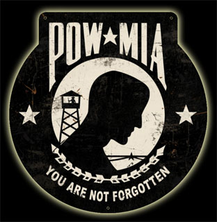 POW MIA HA040- Vintage Tin Sign - Shaped, PTS