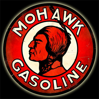 Mohawk Gasoline PTS078- Vintage Tin Sign - Round, PTS