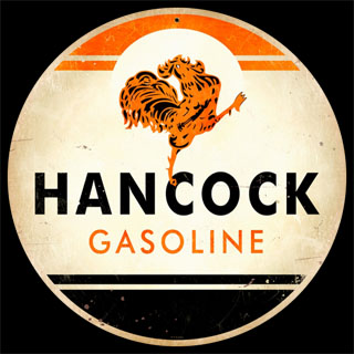 Hancock Gasoline PTS090- Vintage Tin Sign - Round, PTS