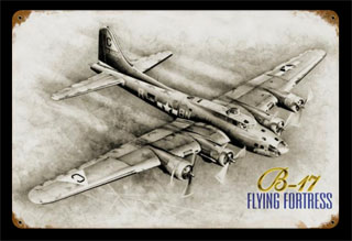 B-17 Flying Fortress V354- Vintage Tin SIgn, PTS