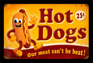 Hot Dogs PTS020- Vintage Tin Sign, PTS