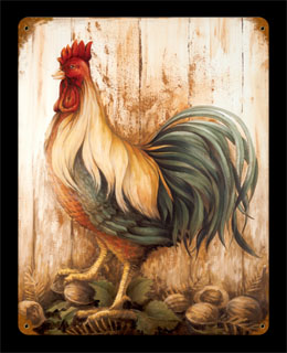 Rooster Barnwood LANE023- Vintage Tin Sign, PTS