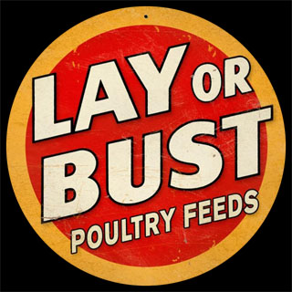 Lay or Bust V944- Vintage Tin Sign - Round, PTS