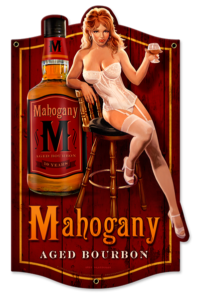 Mahogany - Vintage Tin Sign - Shaped, Greg Hildebrandt