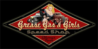 Grease Gas Girls DMD009- Vintage Tin Sign - Shaped, PTS