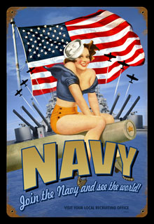 Navy Pin Up V523- Vintage Tin Sign, PTS