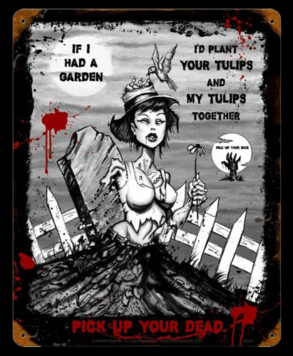 Zombie Tulips - Vintage Tin Sign, Mark Romanoski