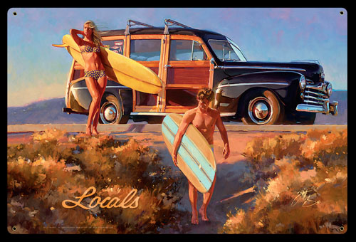 Locals - Vintage Tin Sign - Large, Tom Fritz