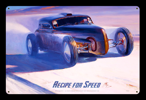 Recipe for Speed - Vintage Tin Sign, Tom Fritz