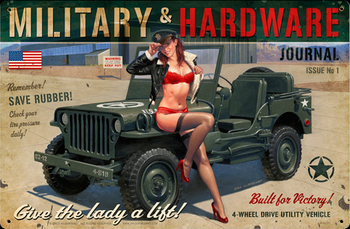 Give a Lady a Lift? - Tin Sign - Large, Greg Hildebrandt