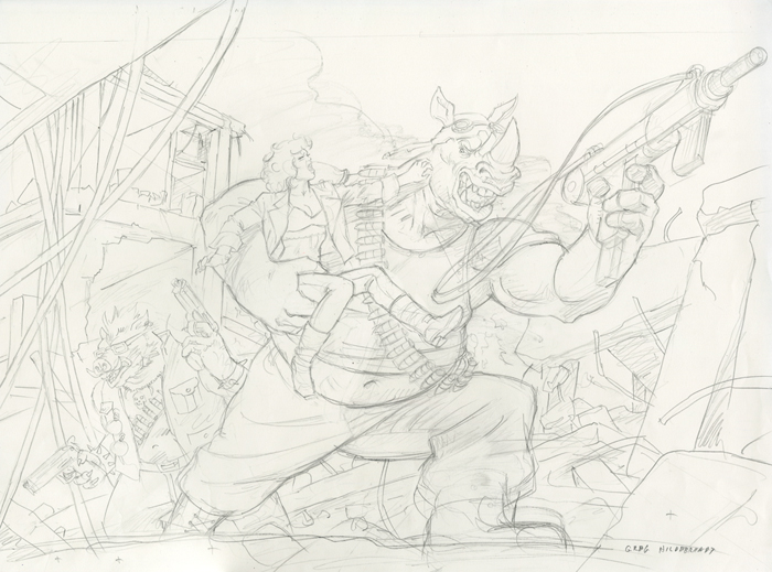 Bebop and Rocksteady-Sketch #3, Greg Hildebrandt