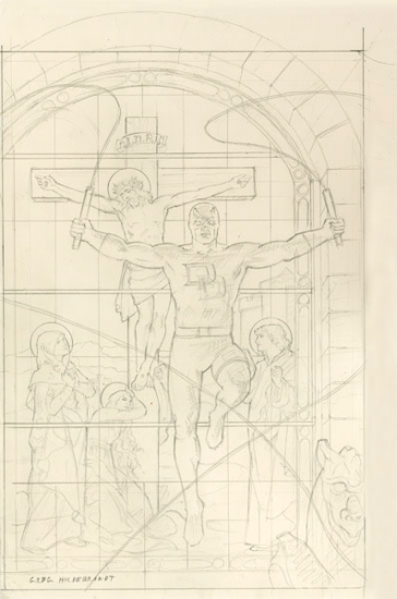 Daredevil Crucifixion - Sketch, Greg Hildebrandt