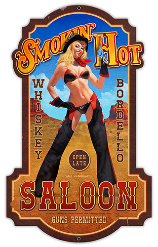 Smokin Hot - Vintage Tin Sign, Greg Hildebrandt